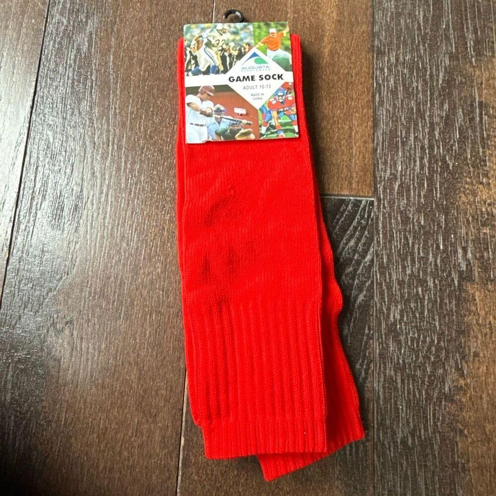 NWT Augusta sportswear adult‎ baseball socks red nylon tube sock size 10-13
